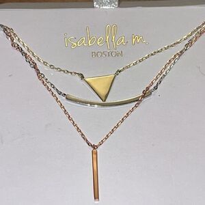 Isabella M triple layered sterling silver rose &yellow gold plated necklace.